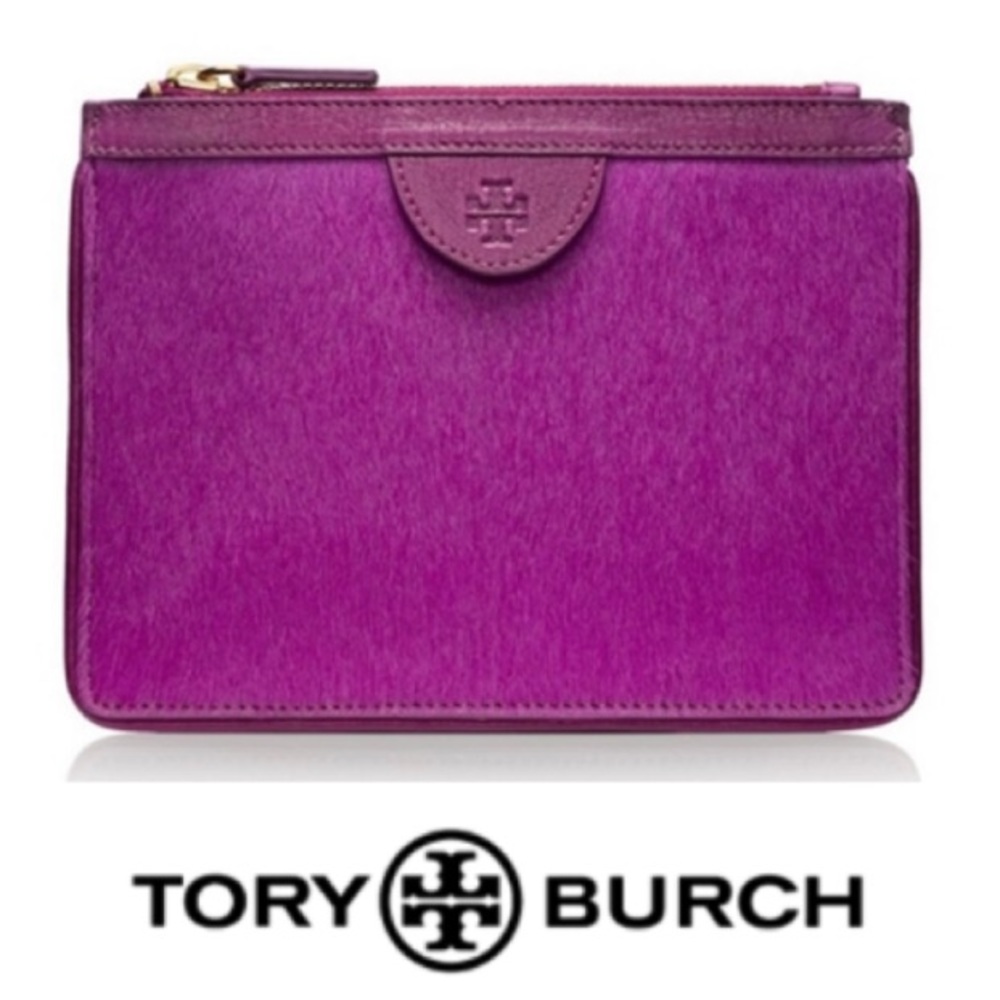 LIKE NEW!  Tory Burch Priscilla calf hair pouch in fuchsia purple